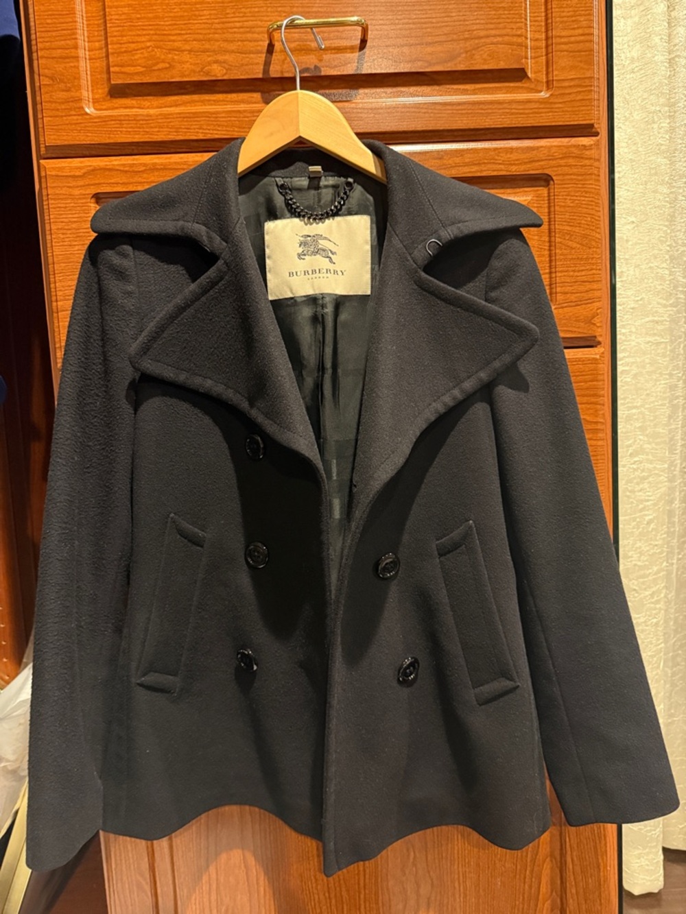 Burberry Black Double-Breasted Pea Coat